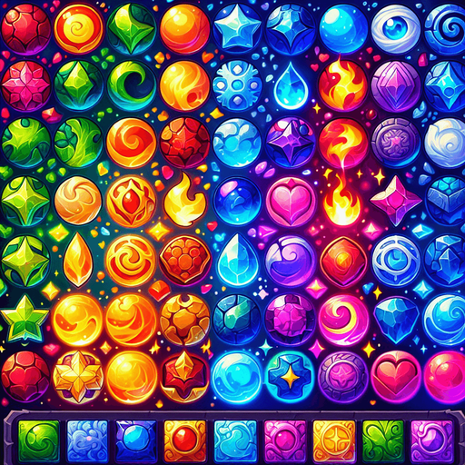 Magical elemental confetti.
Single Game Texture. In-Game asset. 2d. Blank background. High contrast. No shadows.