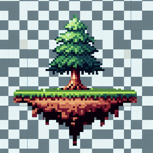 A 2D pixel of a tree asset transparent.
Single Game Texture. In-Game asset. 2d. Blank background. High contrast. No shadows.