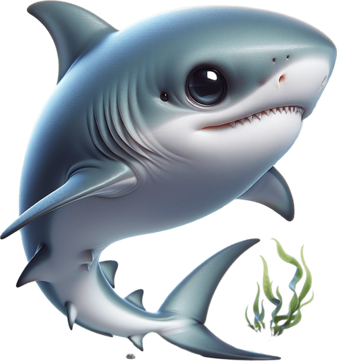 Cute Baby shark..
. 2024 game style. Side view. Photorealistic