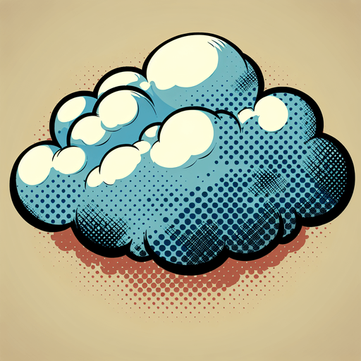 A cloud in a comic style Single Game Texture. In-Game asset. 2d. Blank background. High contrast. No shadows.