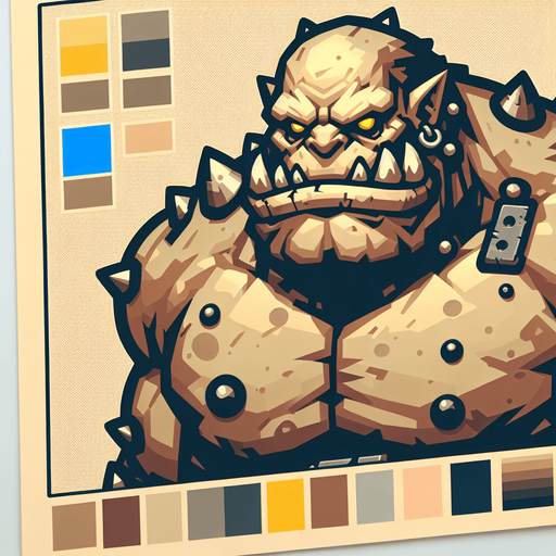 méchant orc beige..
Single Game Texture. In-Game asset. 2d. Blank background. High contrast. No shadows.