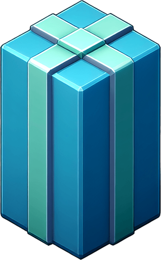 an christmas elongated cuboid present. plastic style. No shadow. Single Game Texture. In-Game asset. 2d. Blank background. High contrast. No shadows.