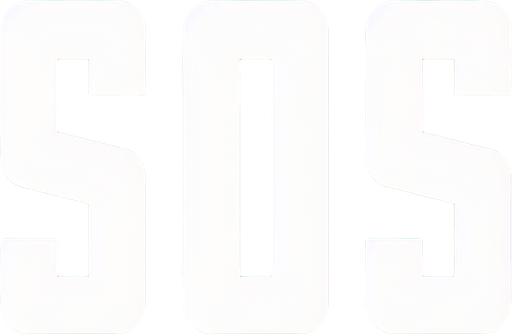 Create a close-up cartoon-style illustration of the  letters "sos" in black.
Single Game Texture. In-Game asset. 2d. Blank background. High contrast. No shadows.