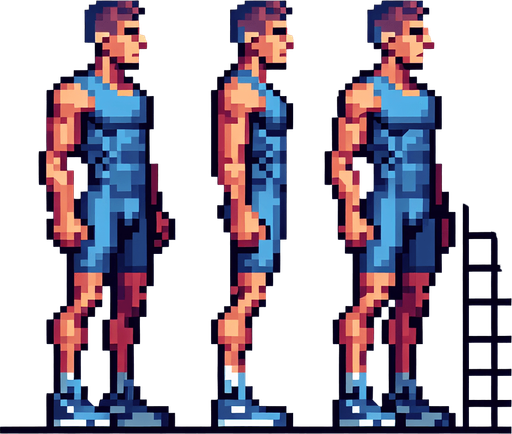 side-view of an athlete. single game sprite, pixel art, blank background.