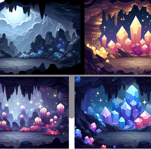 Mystic cavern.
Single Game Texture. In-Game asset. 2d. Blank background. High contrast. No shadows.