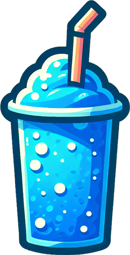 Blue Slushee.
Single Game Texture. In-Game asset. 2d. Blank background. High contrast. No shadows.