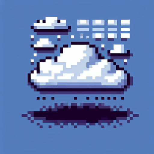 pixel art cloud.
Single Game Texture. In-Game asset. 2d. Blank background. High contrast. No shadows.