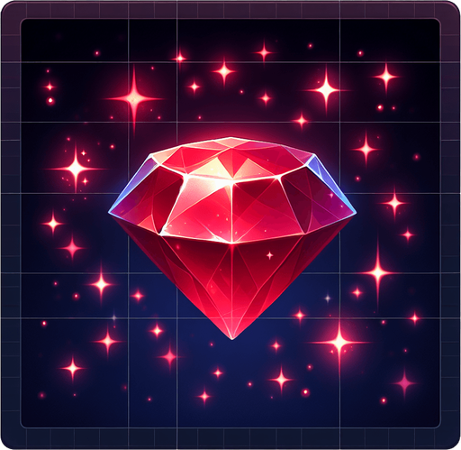 Magic Red Sapphire.
Single Game Texture. In-Game asset. 2d. Blank background. High contrast. No shadows.