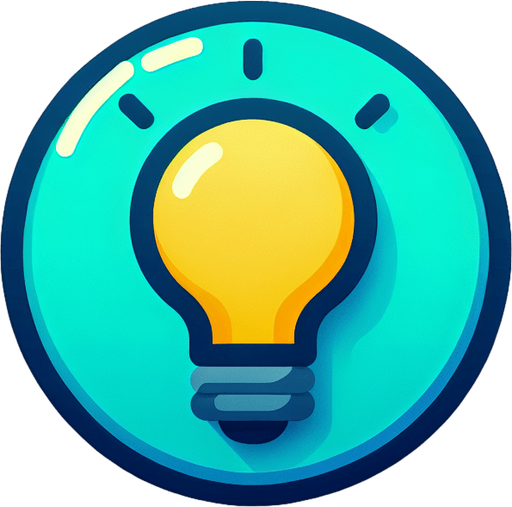 A round cyan button with a yellow lamp bulb..
Single Game Texture. In-Game asset. 2d. Blank background. High contrast. No shadows.