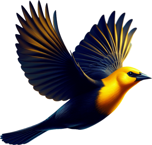 flying Yellow-headed Blackbird.