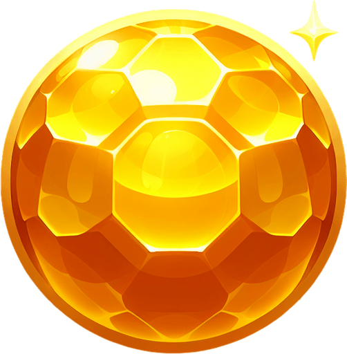 A golden glowing ball.
Single Game Texture. In-Game asset. 2d. Blank background. High contrast. No shadows.