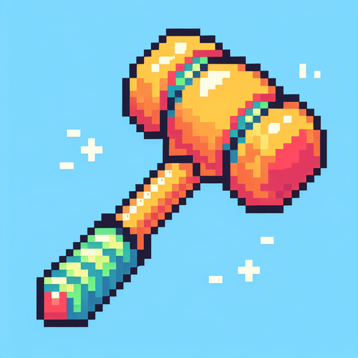 pixel art of plastic squeaky hammer.