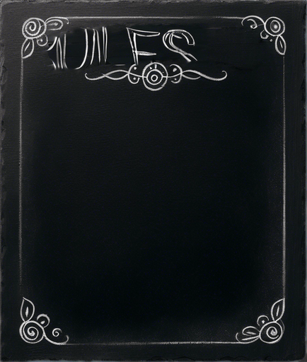 "RULES" handwritten in chalk