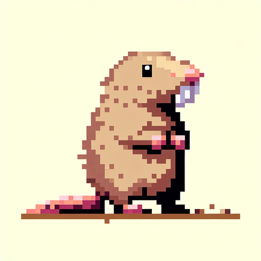 pixel art. mole rat standing up..
Single Game Texture. In-Game asset. 2d. Blank background. High contrast. No shadows.