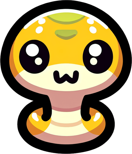 Snake head cute cartoon Single Game Texture. In-Game asset. 2d. Blank background. High contrast. No shadows.