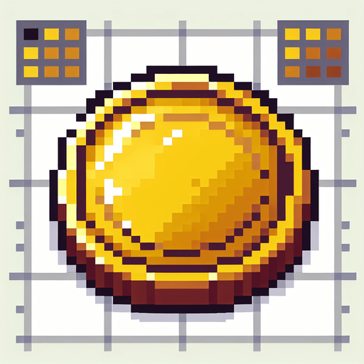 A smooth round gold coin. Pixelart. Single Game Texture. In-Game asset. 2d. Blank background. High contrast. No shadows.