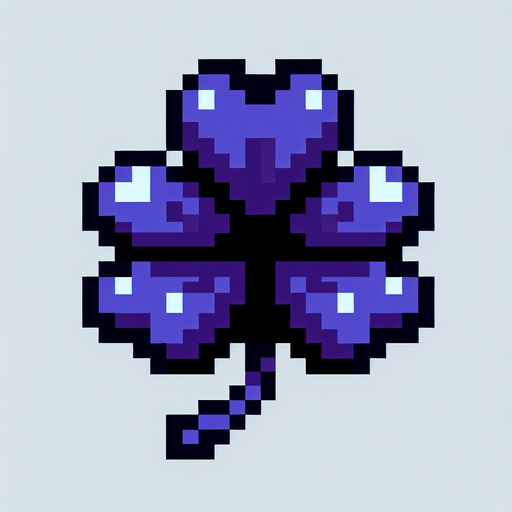 pixel art of a 4 leaf indigo clover....
Single Game Texture. In-Game asset. 2d. Blank background. High contrast. No shadows.