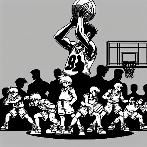 2d basketball in the art style of final fantasy 9.
Single Game Texture. In-Game asset. 2d. Blank background. High contrast. No shadows.