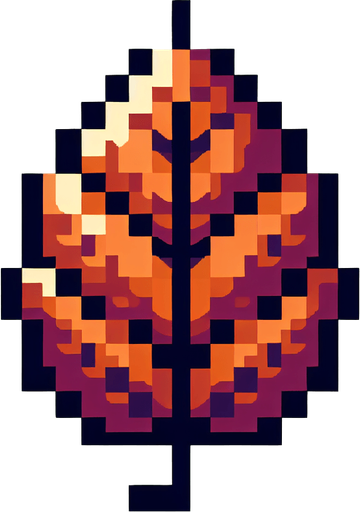 a single brown leaf, front facing, I want the art style to reflect a classic 16-bit retro pixel art aesthetic, reminiscent of early 1990s RPGs with vibrant colors....
Single Game Texture. In-Game asset. 2d. Blank background. High contrast. No shadows.