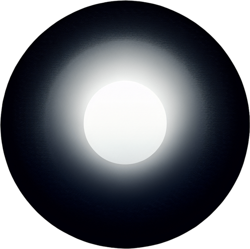 Circular white gradient circle on black background. Gradient from white on the center to black on the outer edge all around..
Single Game Texture. In-Game asset. 2d. Blank background. High contrast. No shadows.