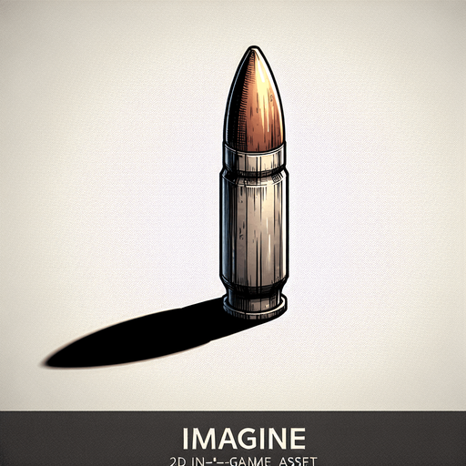 a bullet in an anime style Single Game Texture. In-Game asset. 2d. Blank background. High contrast. No shadows.