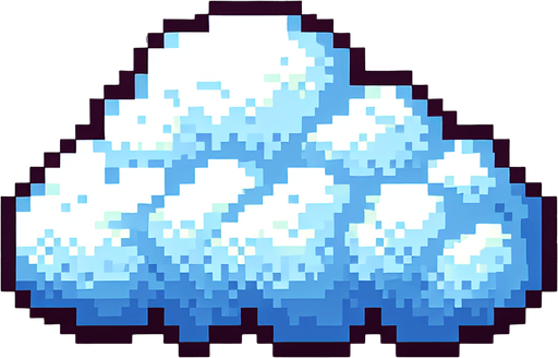 a pixel cloud.
Single Game Texture. In-Game asset. 2d. Blank background. High contrast. No shadows.