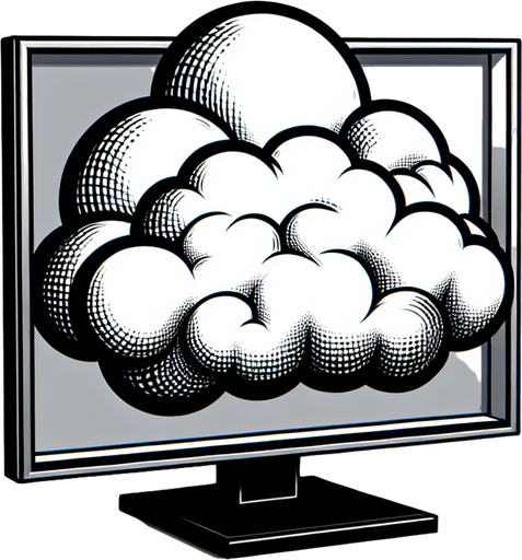 A cloud in a comic style Single Game Texture. In-Game asset. 2d. Blank background. High contrast. No shadows.