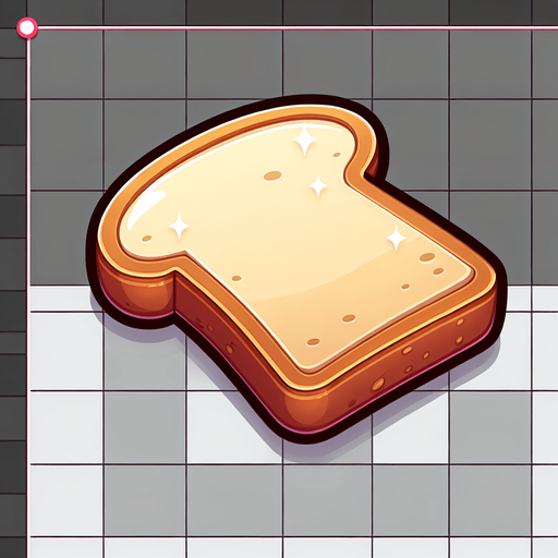 Create a cartoon-style illustration of a slice of bread ..
Single Game Texture. In-Game asset. 2d. Blank background. High contrast. No shadows.