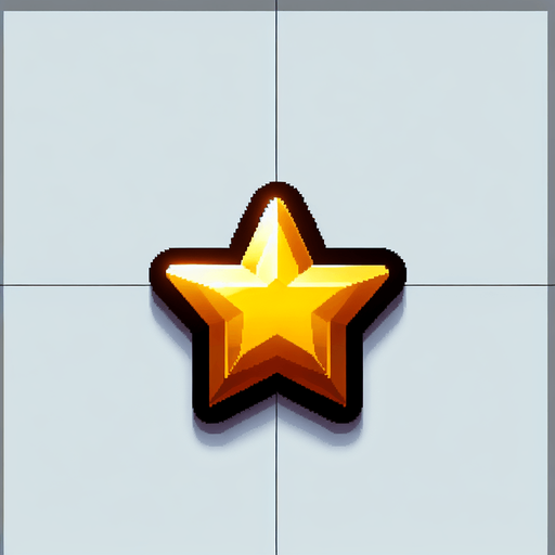 A small golden star.
Single Game Texture. In-Game asset. 2d. Blank background. High contrast. No shadows.