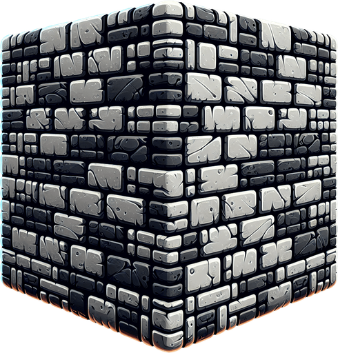 brick wall.
Single Game Texture. In-Game asset. 2d. Blank background. High contrast. No shadows.