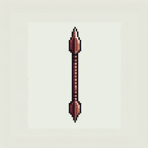 a crossbow bolt made of bronze. straight. pixelart. Single Game Texture. In-Game asset. 2d. Blank background. High contrast. No shadows.