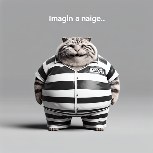 Super fat cat with a funny face wearing a prison jumpsuit.
Single Game Texture. In-Game asset. 2d. Blank background. High contrast. No shadows.