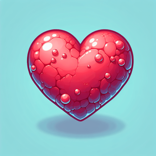 heart.
Single Game Texture. In-Game asset. 2d. Blank background. High contrast. No shadows.