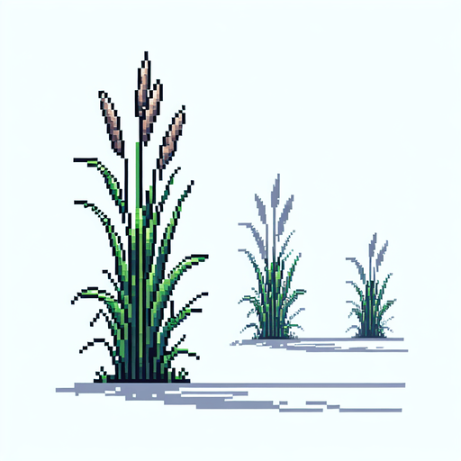 pixel art of a tall grass plant, side view.
game asset, 2d, white background, shadowless.