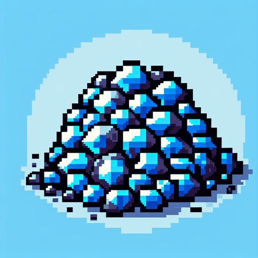 pixel art of a ore clump with blue diamonds.
Game asset. 2d. Blank background. High contrast. No shadows.