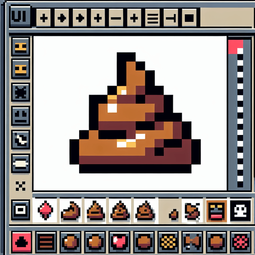 poop UI element . pixelated. 8 bit..
Single Game Texture. In-Game asset. 2d. Blank background. High contrast. No shadows.