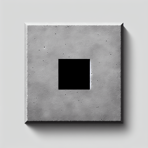 the surface is gray, concrete with a black square in the center.
Single Game Texture. In-Game asset. 2d. Blank background. High contrast. No shadows.