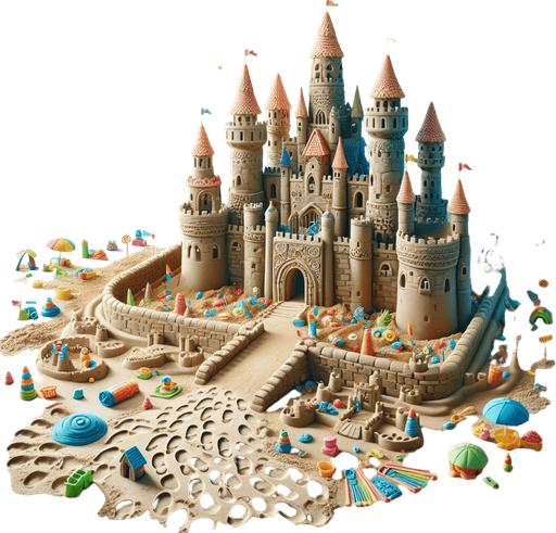 Un château de sable pour enfant.
Image coloré