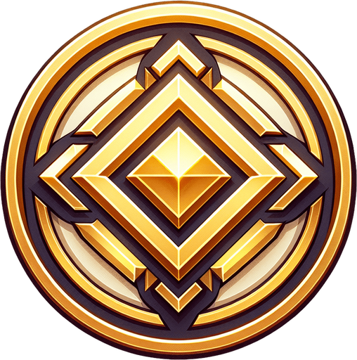 Golden badge shaped.
Single Game Texture. In-Game asset. 2d. Blank background. High contrast. No shadows.