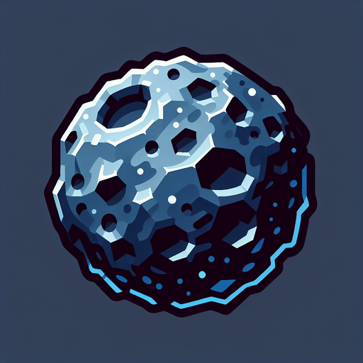 meteorite.
Single Game Texture. In-Game asset. 2d. Blank background. High contrast. No shadows.