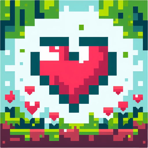 pixelated 8-bit heart.
Single Game Texture. In-Game asset. 2d. Blank background. High contrast. No shadows.