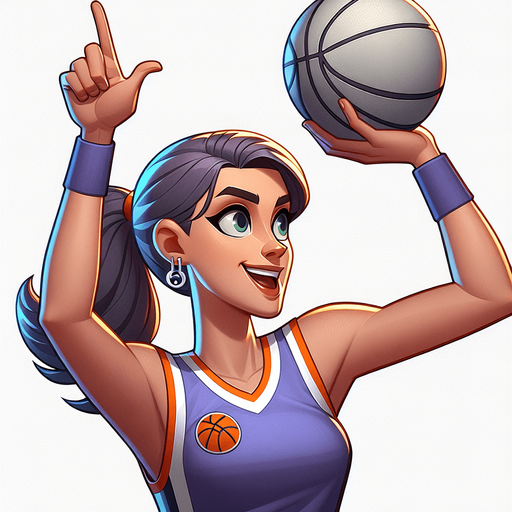 Create a cartoon-style illustration of a basketball player in a shooting pose with hands raised in the air. This character should not be holding a basketball. Emphasize the cartoonish features, exaggerate expressions, and ensure the absence of a basketball in the scene. The goal is to capture a lively and playful cartoon character ready to shoot, with a focus on dynamic and exaggerated elements. Do not draw the basketball just the pose! No basketball in the hands!.
Single Game Texture. In-Game asset. 2d. Blank background. High contrast. No shadows.