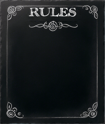 "RULES" handwritten in chalk