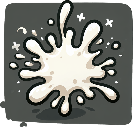 Create a cartoon-style illustration of white splash of paint. The goal is to capture a lively and playful paint.
Single Game Texture. In-Game asset. 2d. Blank background. High contrast. No shadows.