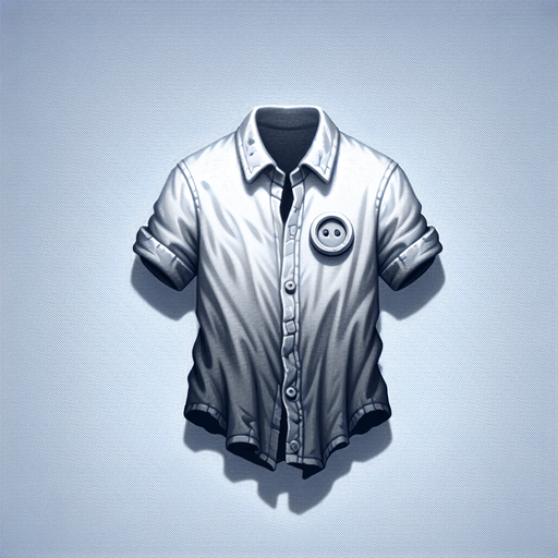 a fading shirt on a button.
Single Game Texture. In-Game asset. 2d. Blank background. High contrast. No shadows.