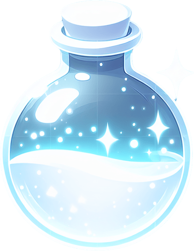 potion magique blanche lumineuse.
Single Game Texture. In-Game asset. 2d. Blank background. High contrast. No shadows.