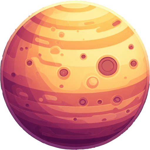 round house planet, cartoon Single Game Texture. In-Game asset. 2d. Blank background. High contrast. No shadows.