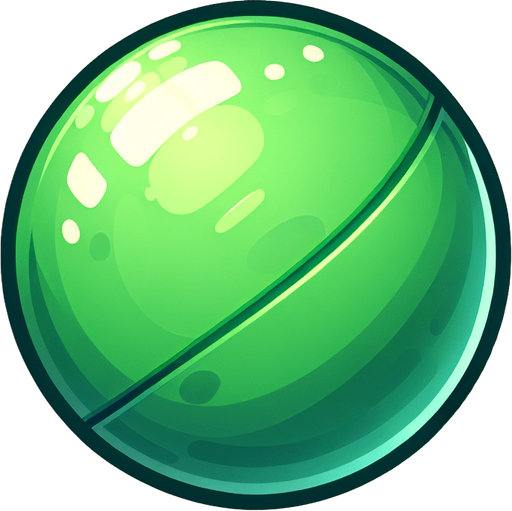 Green
 round ball.
Single Game Texture. In-Game asset. 2d. Blank background. High contrast. No shadows.