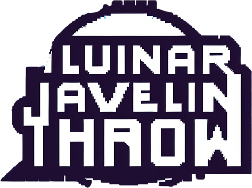 pixelart. a cool game logo with the text 'Lunar Javelin Throw'.
Single Game Texture. In-Game asset. 2d. Blank background. High contrast. No shadows.