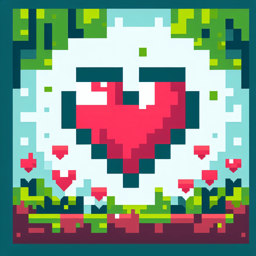 pixelated 8-bit heart.
Single Game Texture. In-Game asset. 2d. Blank background. High contrast. No shadows.